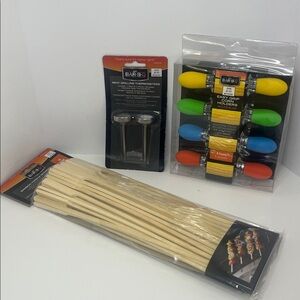 Bar-B-Q Meat Grilling Set with Skewers and Holders